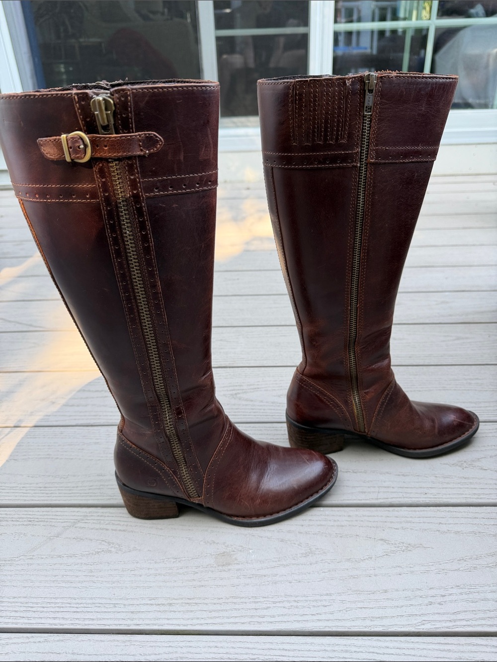 BORN Women's Size 6M Tall Leather Riding Boots - Dark Brown - Picture 2 of 6